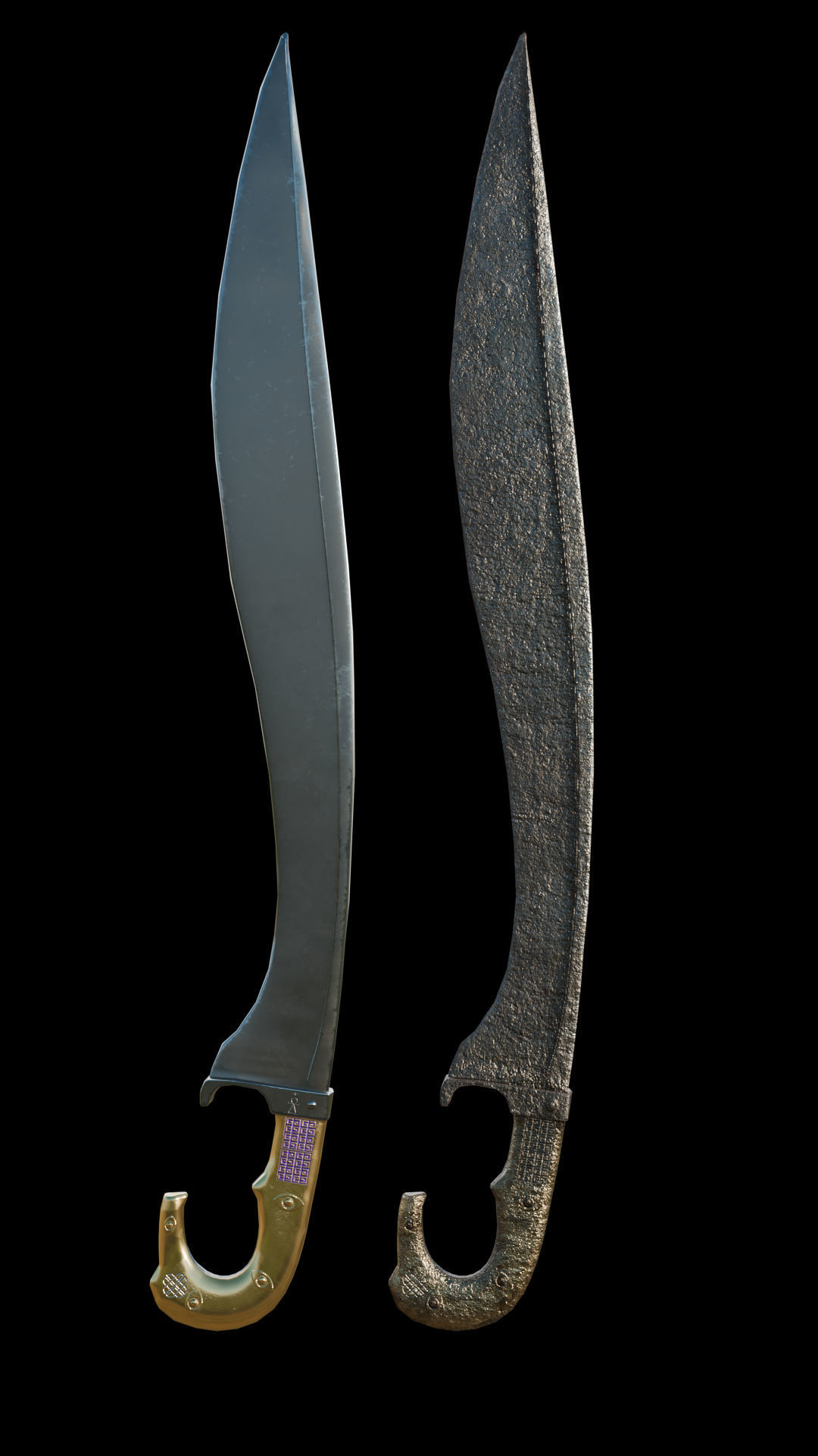 Falcata Game ready free model Free low-poly 3D model_3