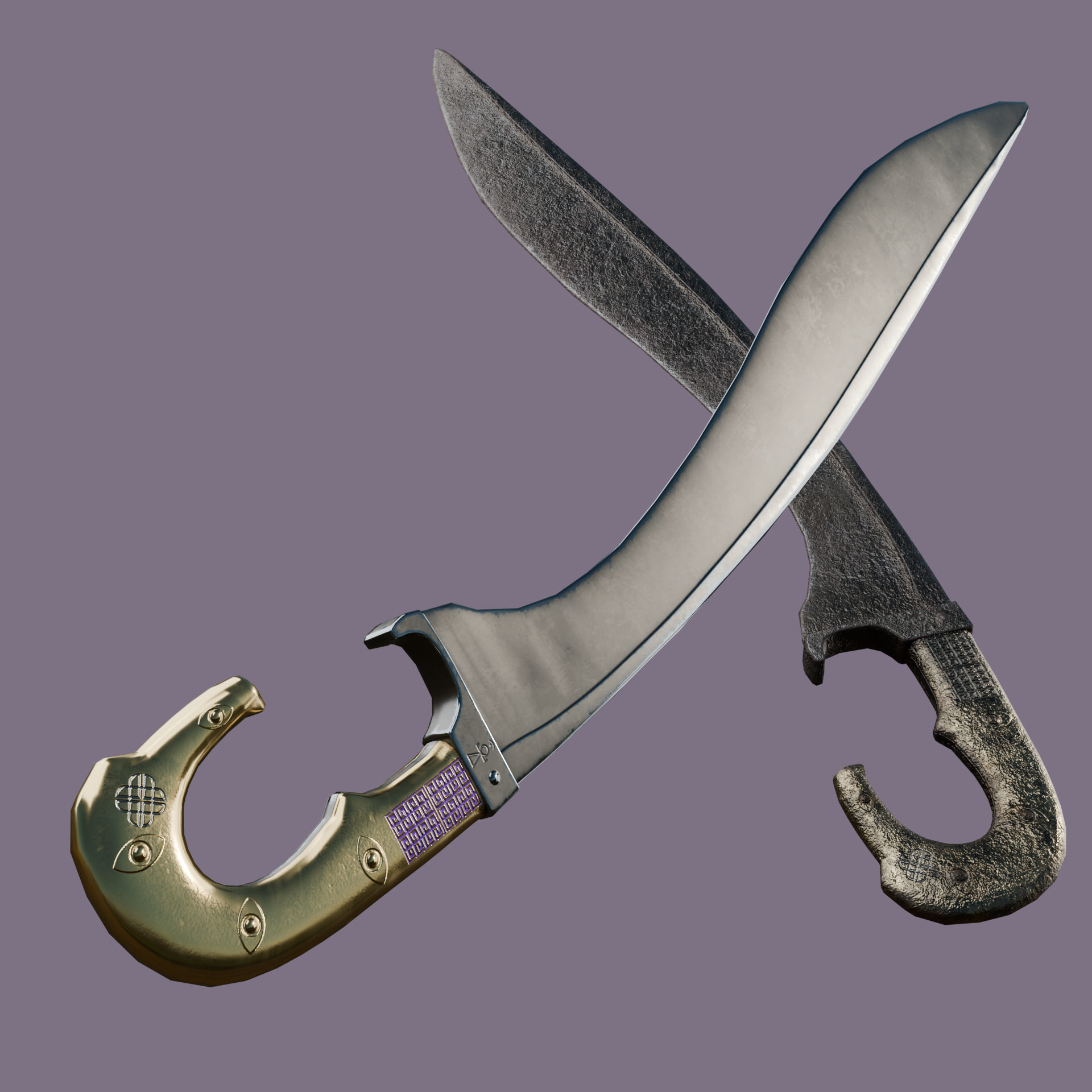 Falcata Game ready free model Free low-poly 3D model_5