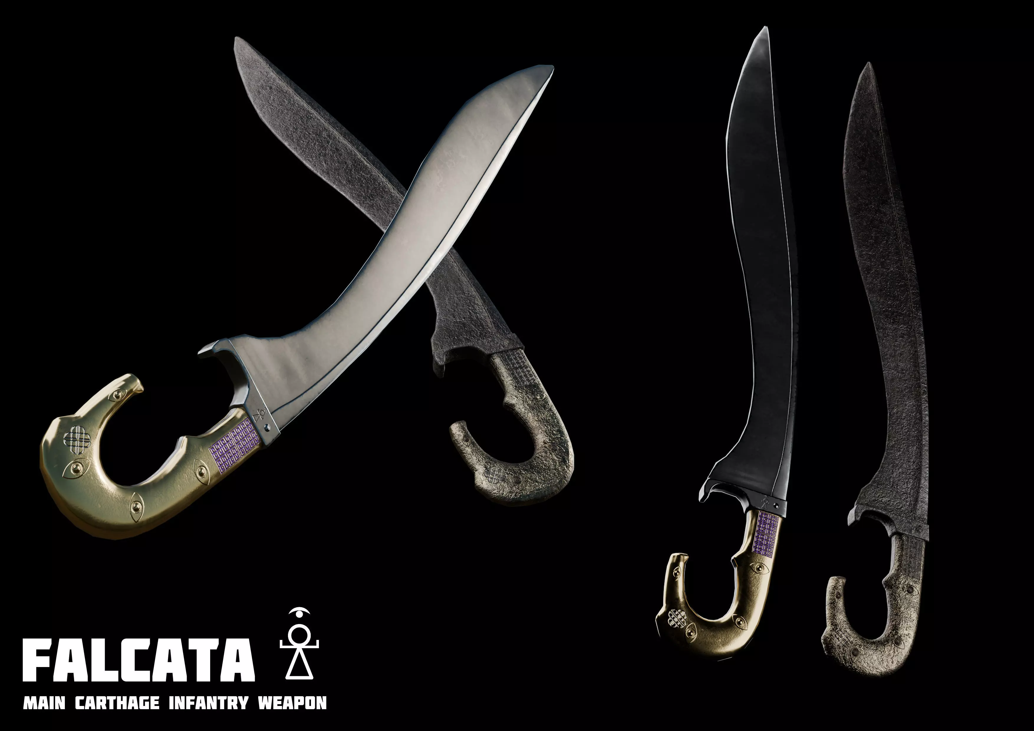 Falcata Game ready free model Free low-poly 3D model_0