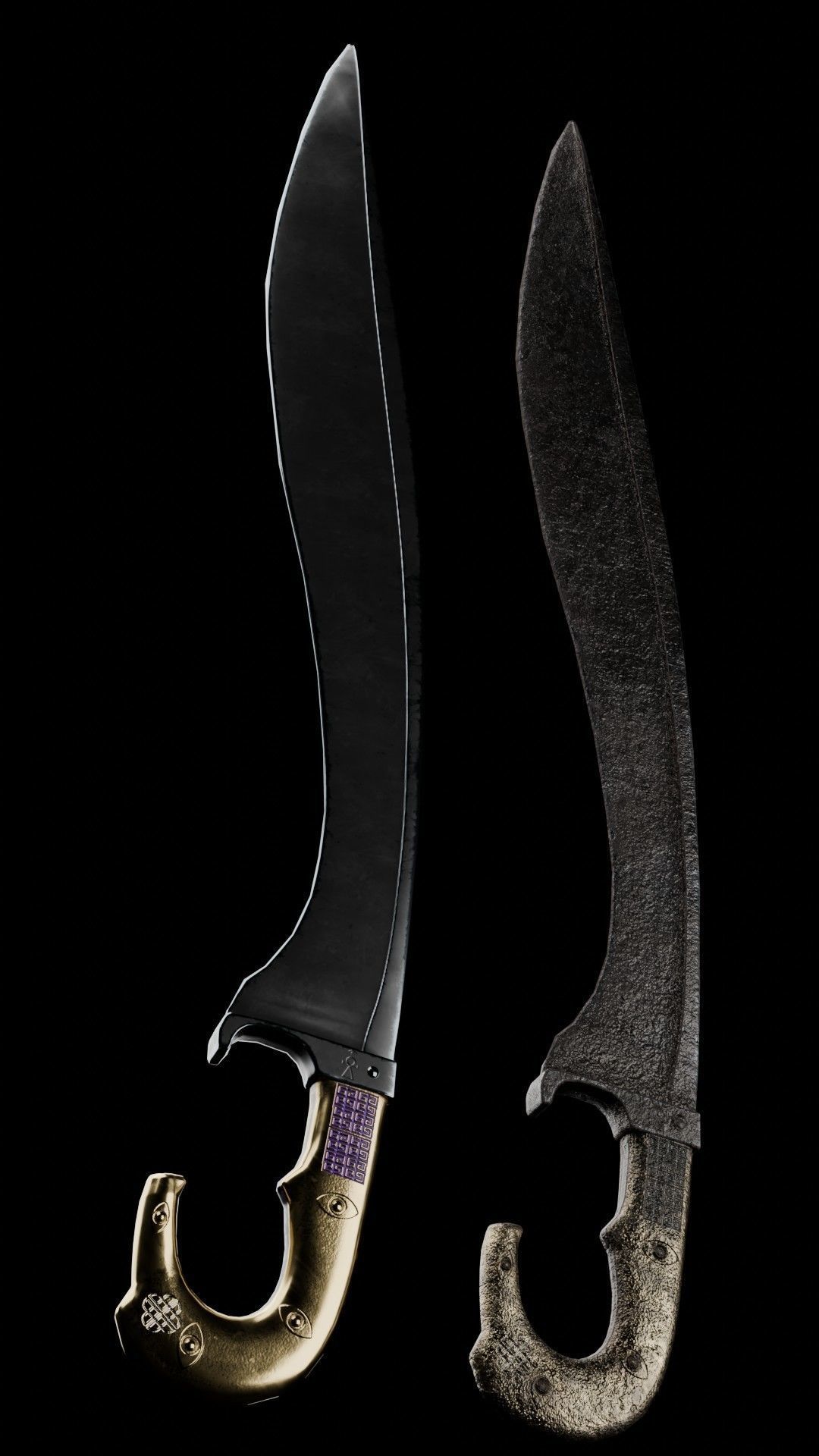 Falcata Game ready free model Free low-poly 3D model_2