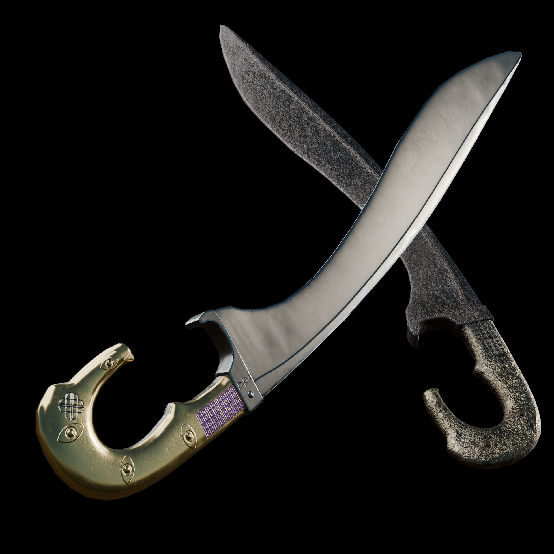 Falcata Game ready free model Free low-poly 3D model_4