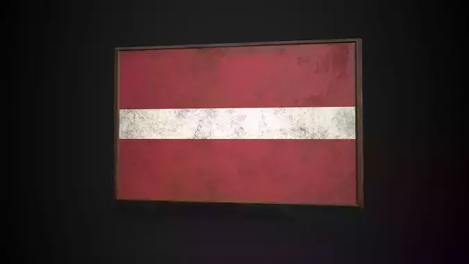 Old Picture Frame With Latvia Flag - Game Ready PBR  