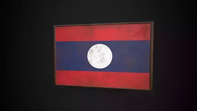 Old Picture Frame With Laos Flag - Game Ready PBR  