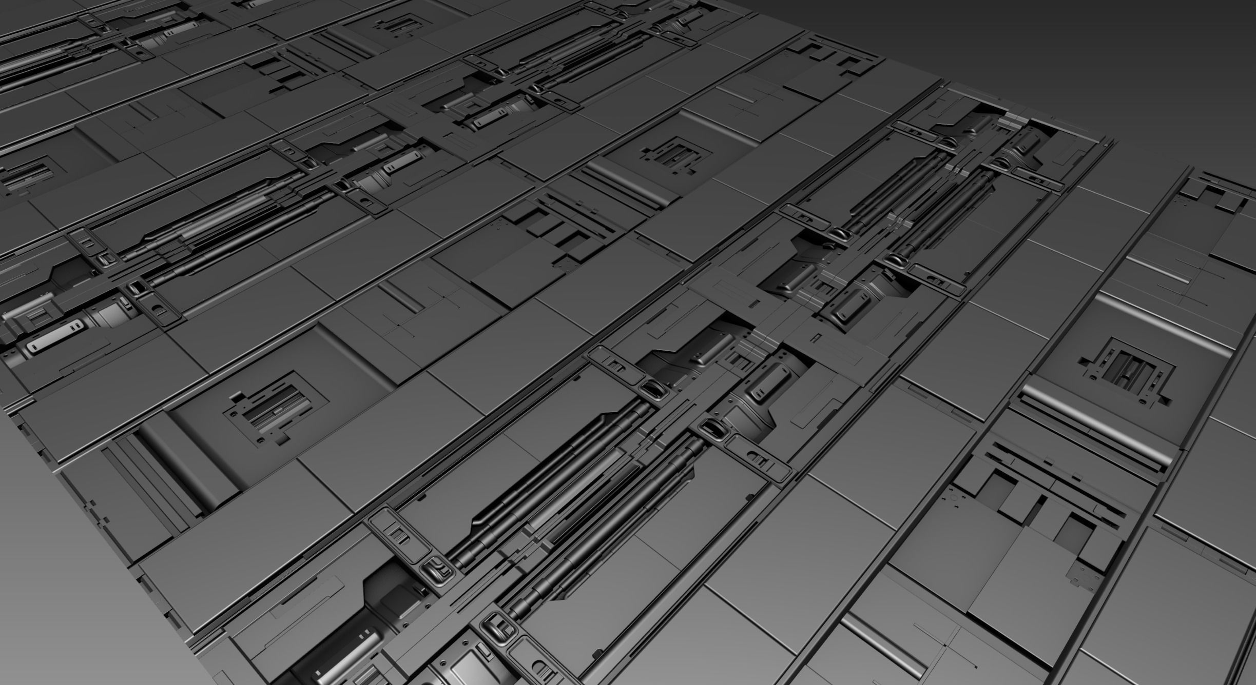 3d Sci-Fi Panel Module Low-poly 3D model_5