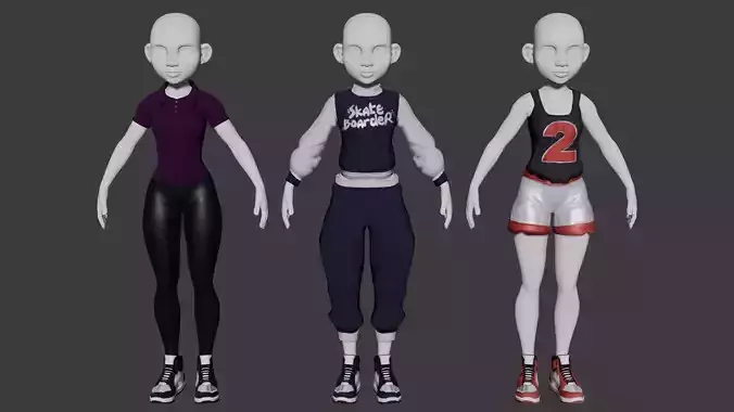 cartoon clothing 3D model - no woman model