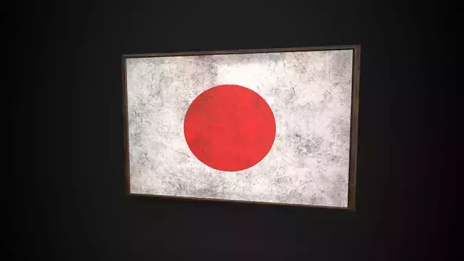 Old Picture Frame With Japan Flag - Game Ready PBR   