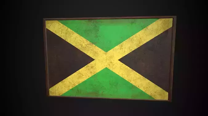 Old Picture Frame With Jamaica Flag - Game Ready PBR   