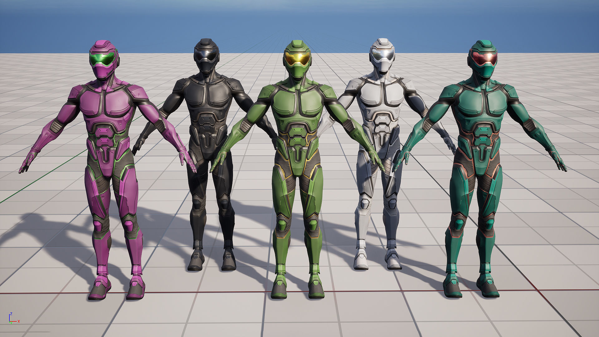 Cyber Costume UE5 Rig Game Ready Low-poly 3D model_7