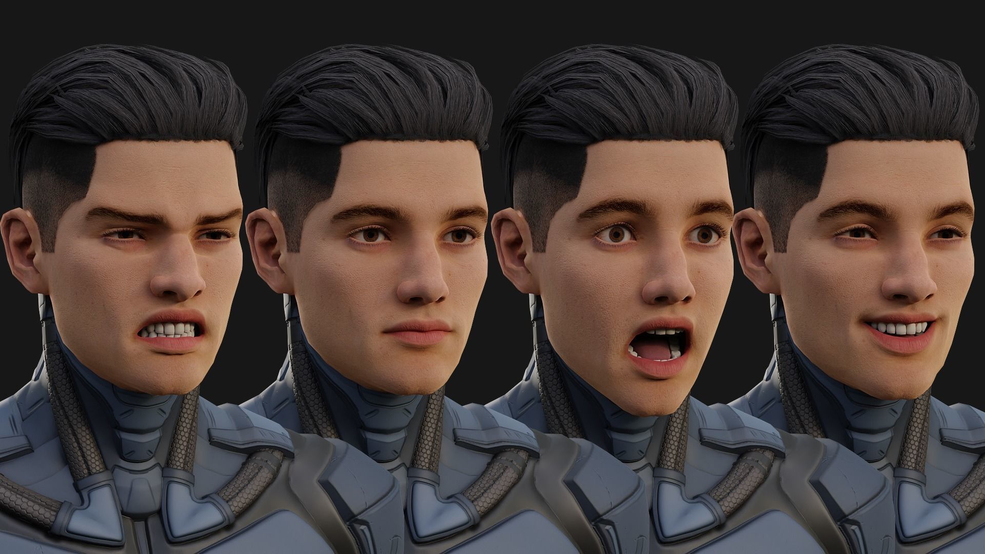 Cyber Costume UE5 Rig Game Ready Low-poly 3D model_4