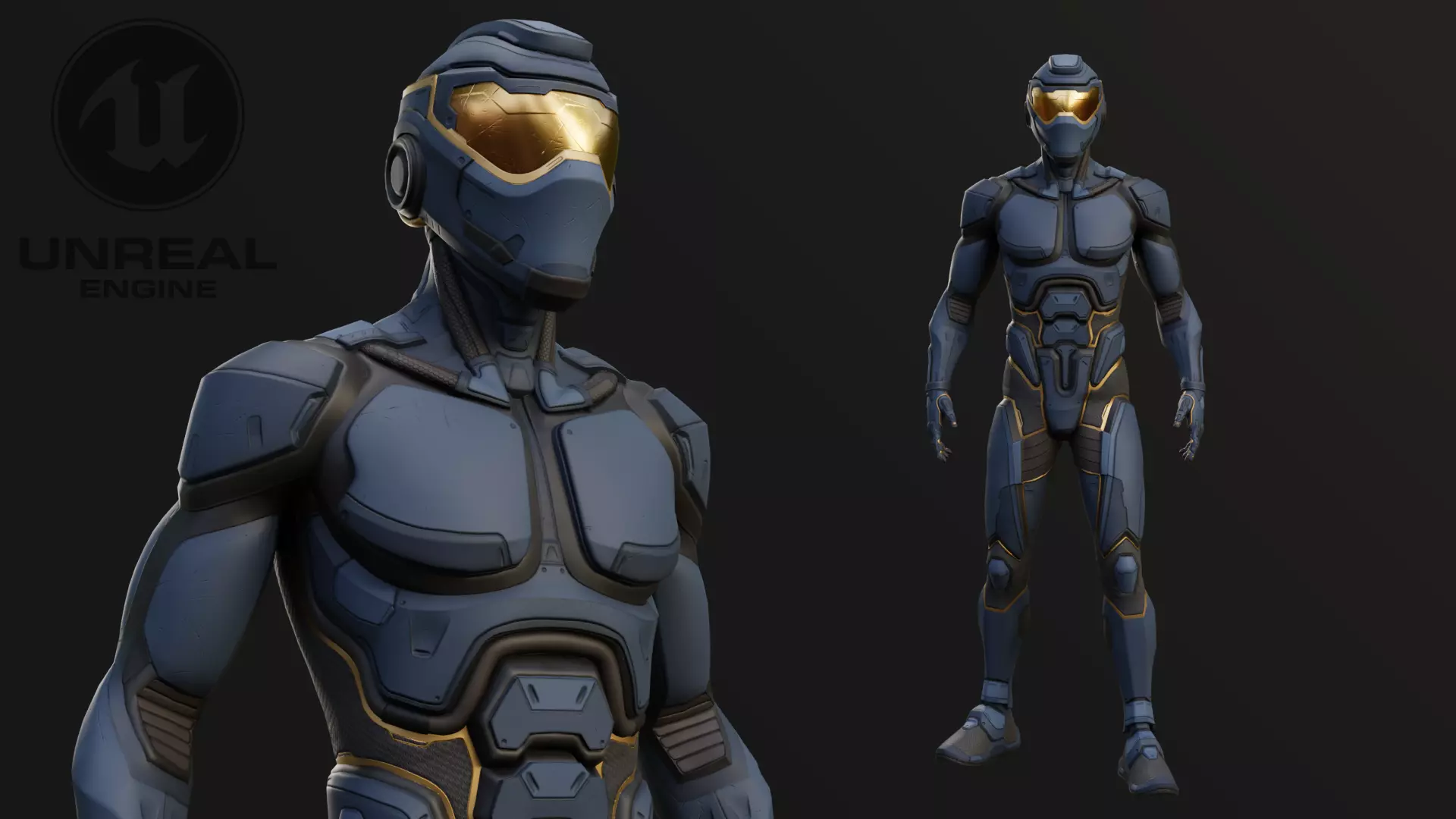 Cyber Costume UE5 Rig Game Ready Low-poly 3D model_0