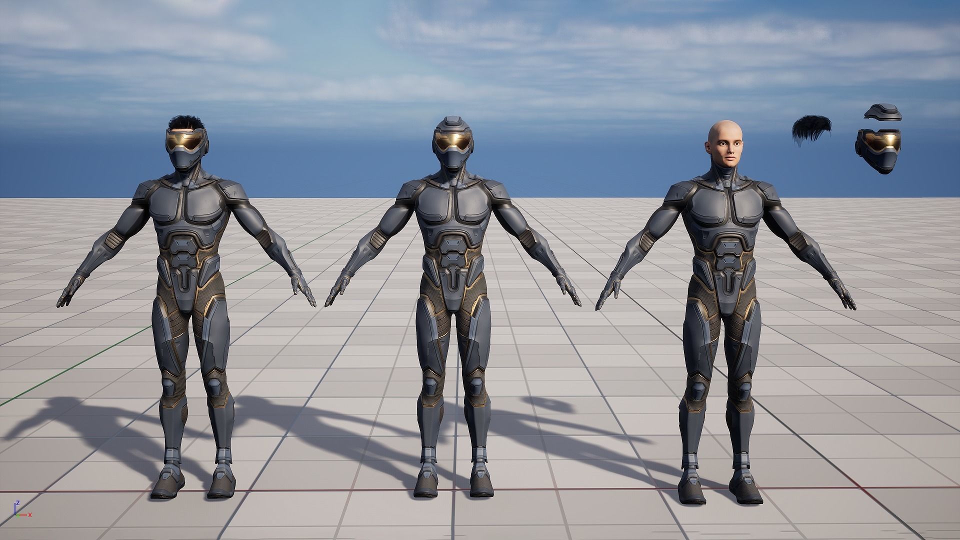 Cyber Costume UE5 Rig Game Ready Low-poly 3D model_8