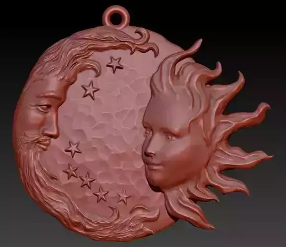 Sun and moon pendant Necklace Charm bracelet Jewelry 3D print model