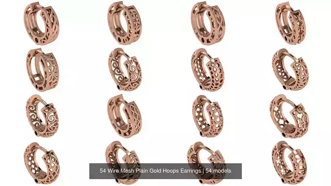 54 Wire Mesh Plain Gold Hoops Earrings