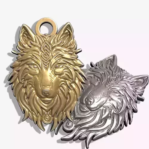 WOLF HEAD PENDANT M01 3D print model