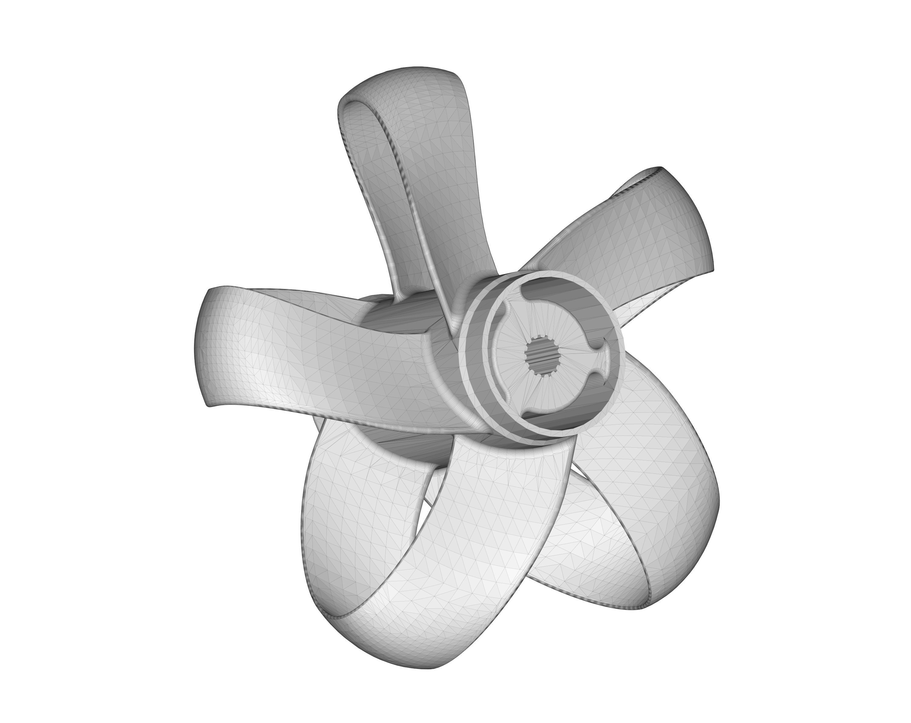 Toroidal boat propeller - 5 blades 3D print model_3