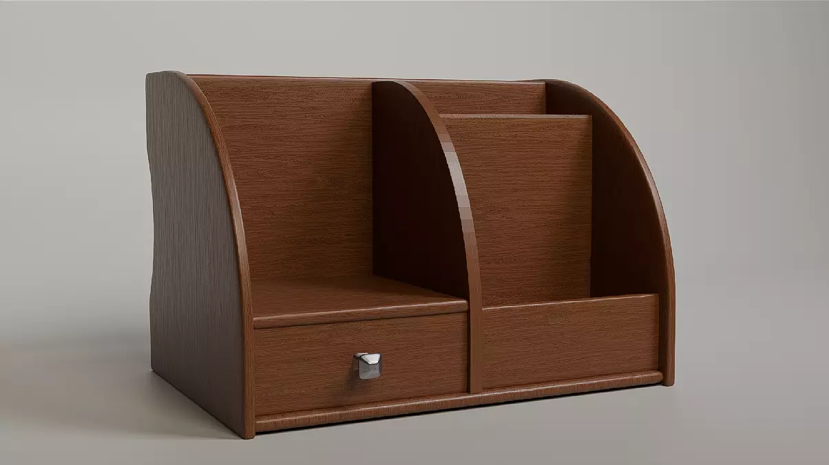 Wooden Desk Organizer 3D model_0
