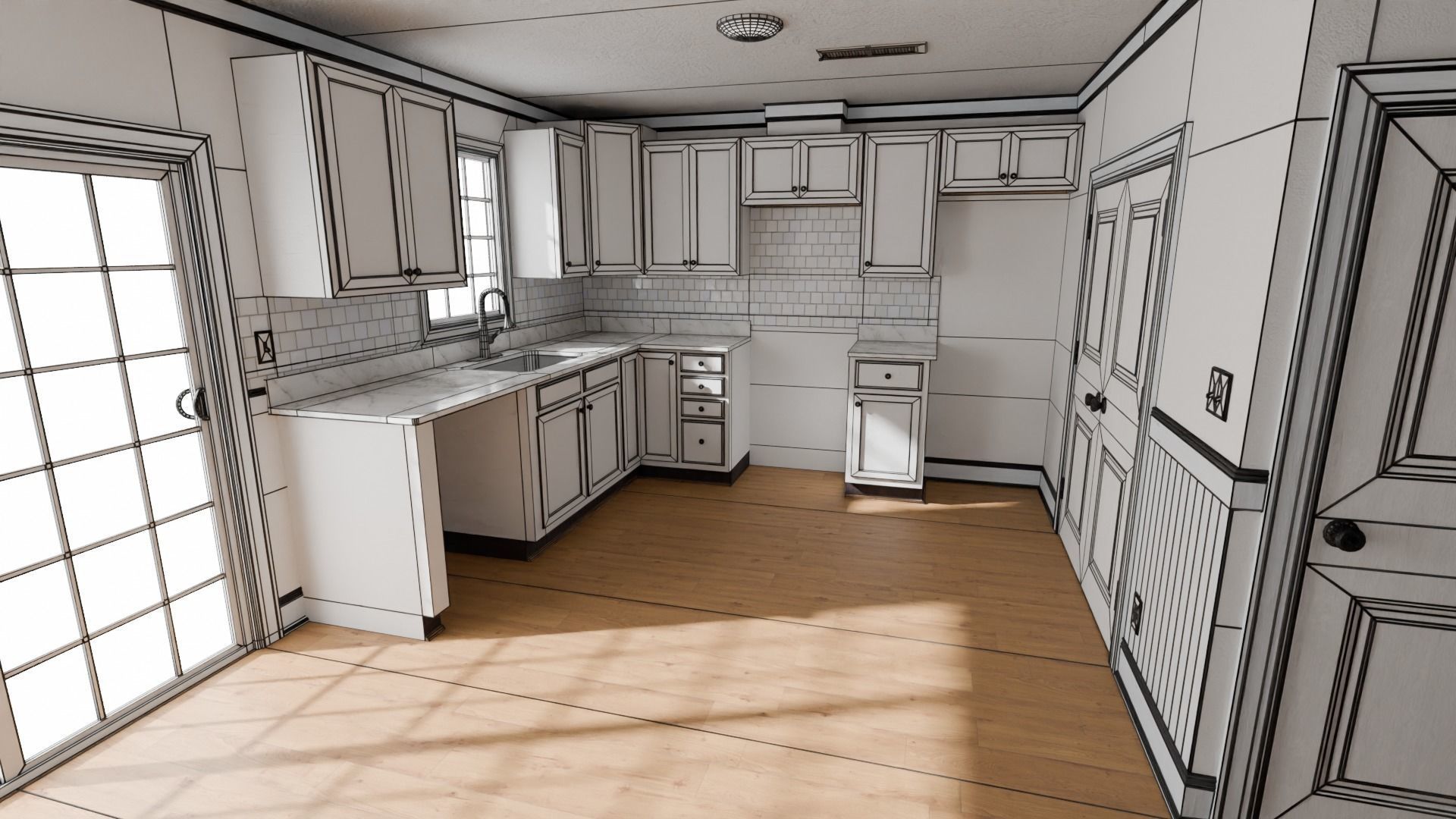 Empty Apartment with 4K Textures Low-poly 3D model_2