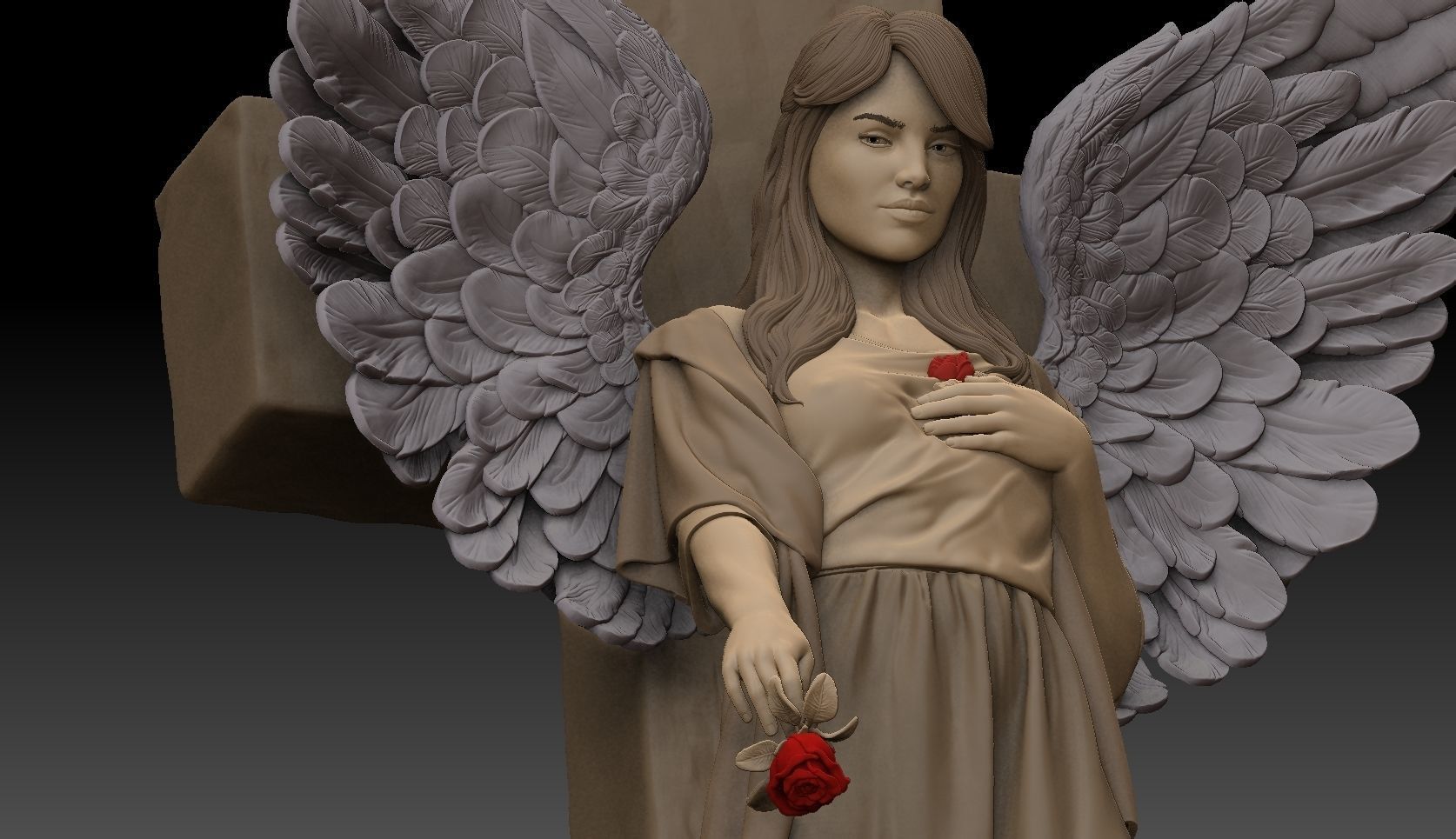angel girl statue 3D print model_6