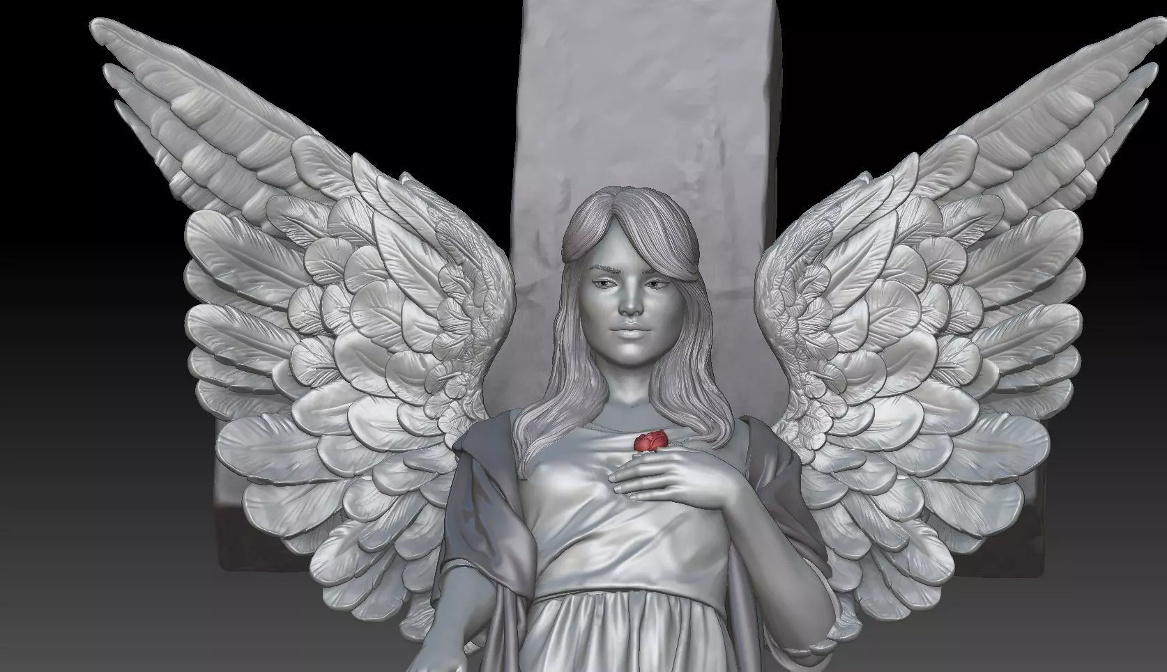 angel girl statue 3D print model_0
