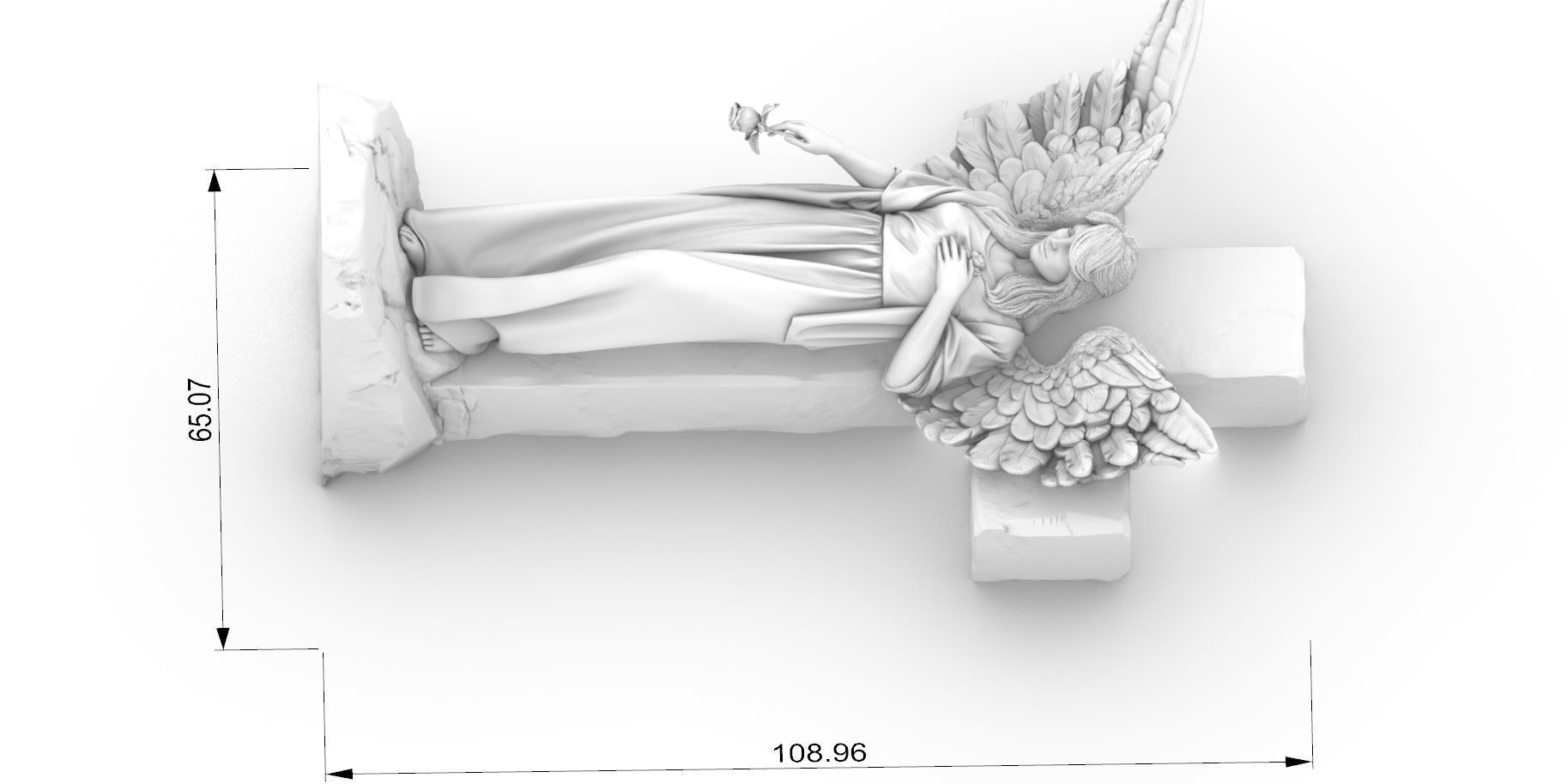 angel girl statue 3D print model_14