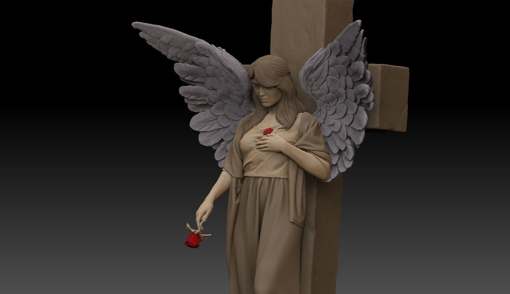 angel girl statue 3D print model_19