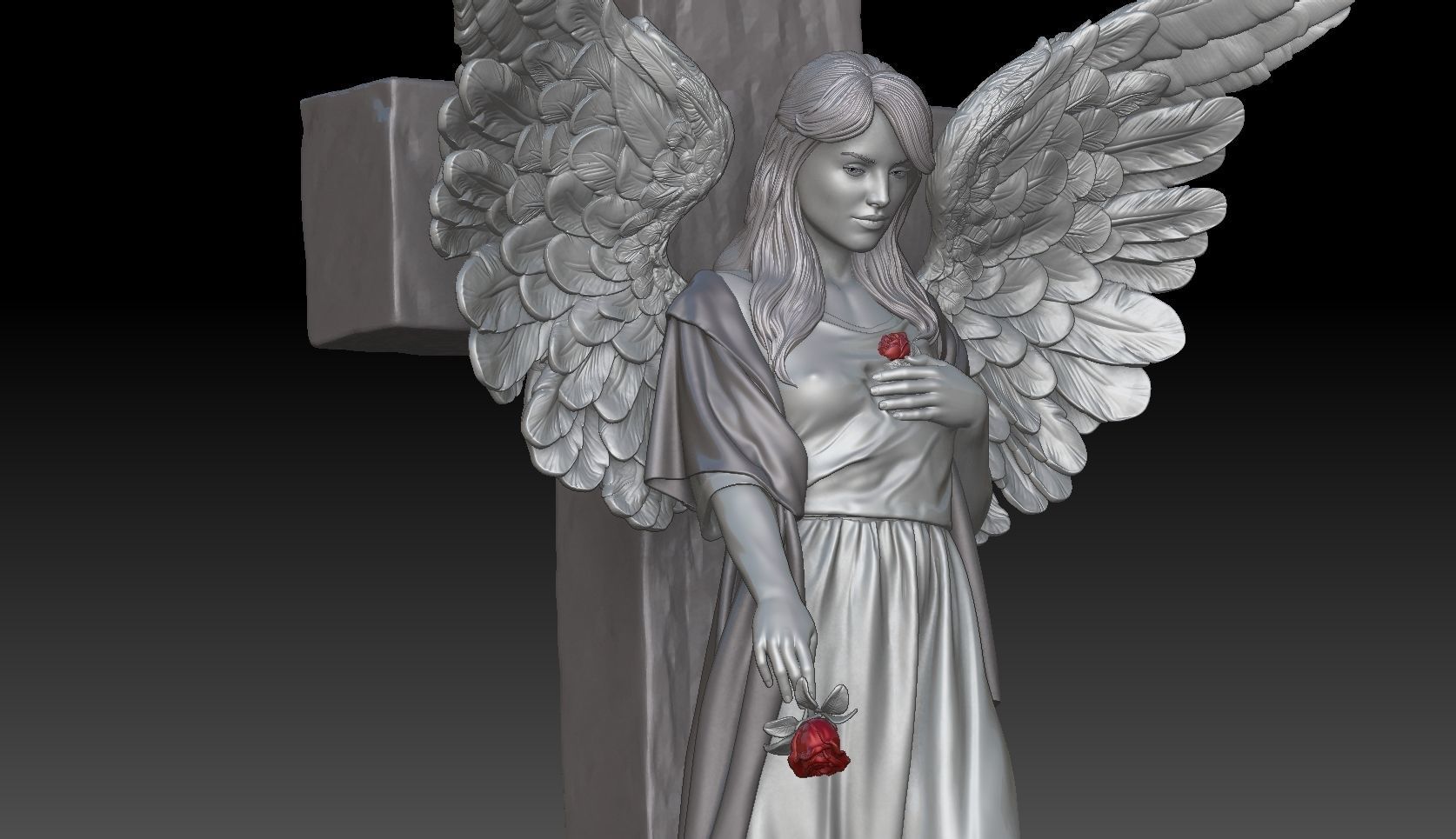angel girl statue 3D print model_4