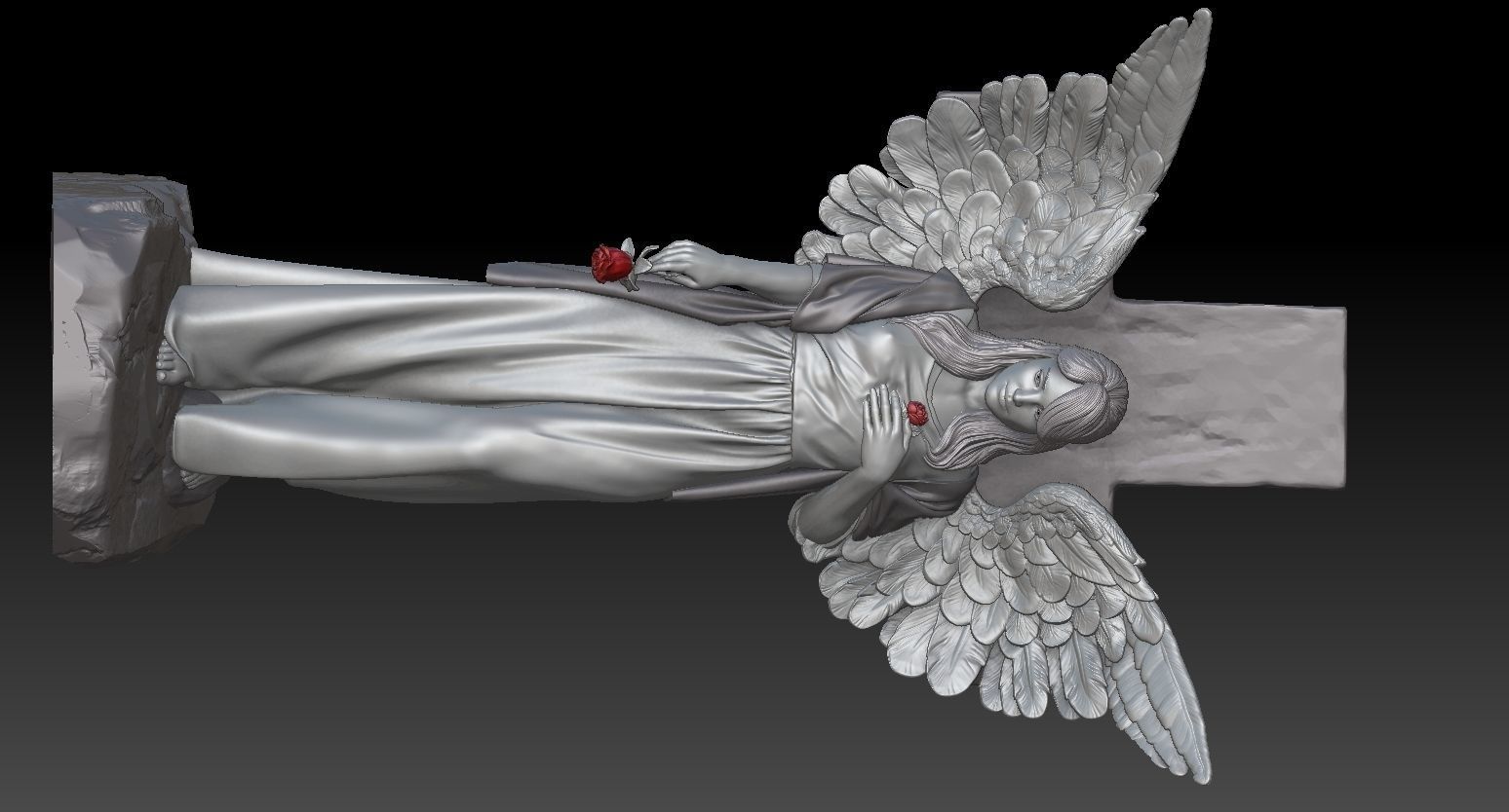 angel girl statue 3D print model_1