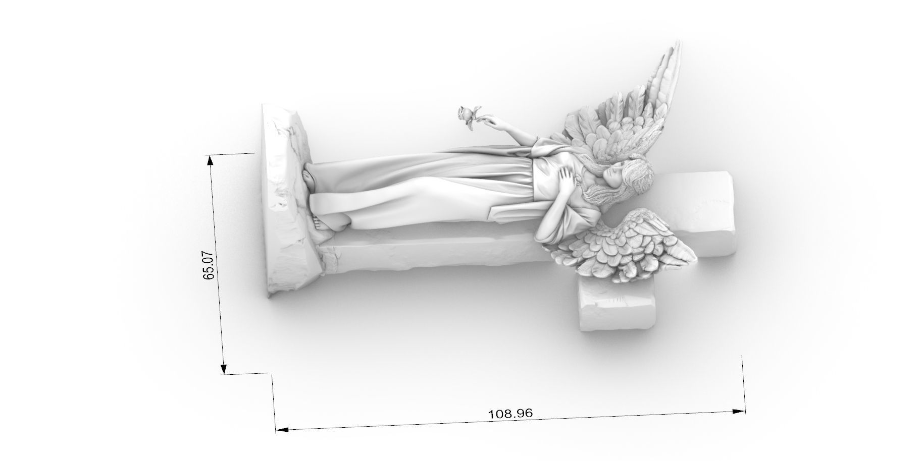 angel girl statue 3D print model_16