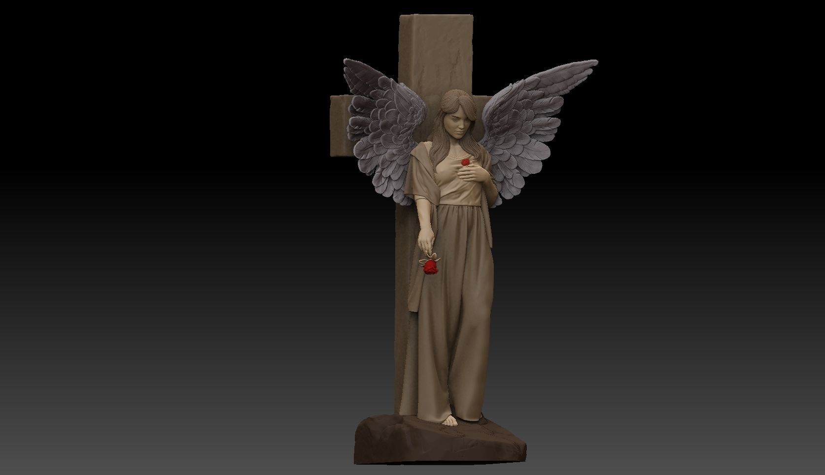 angel girl statue 3D print model_17
