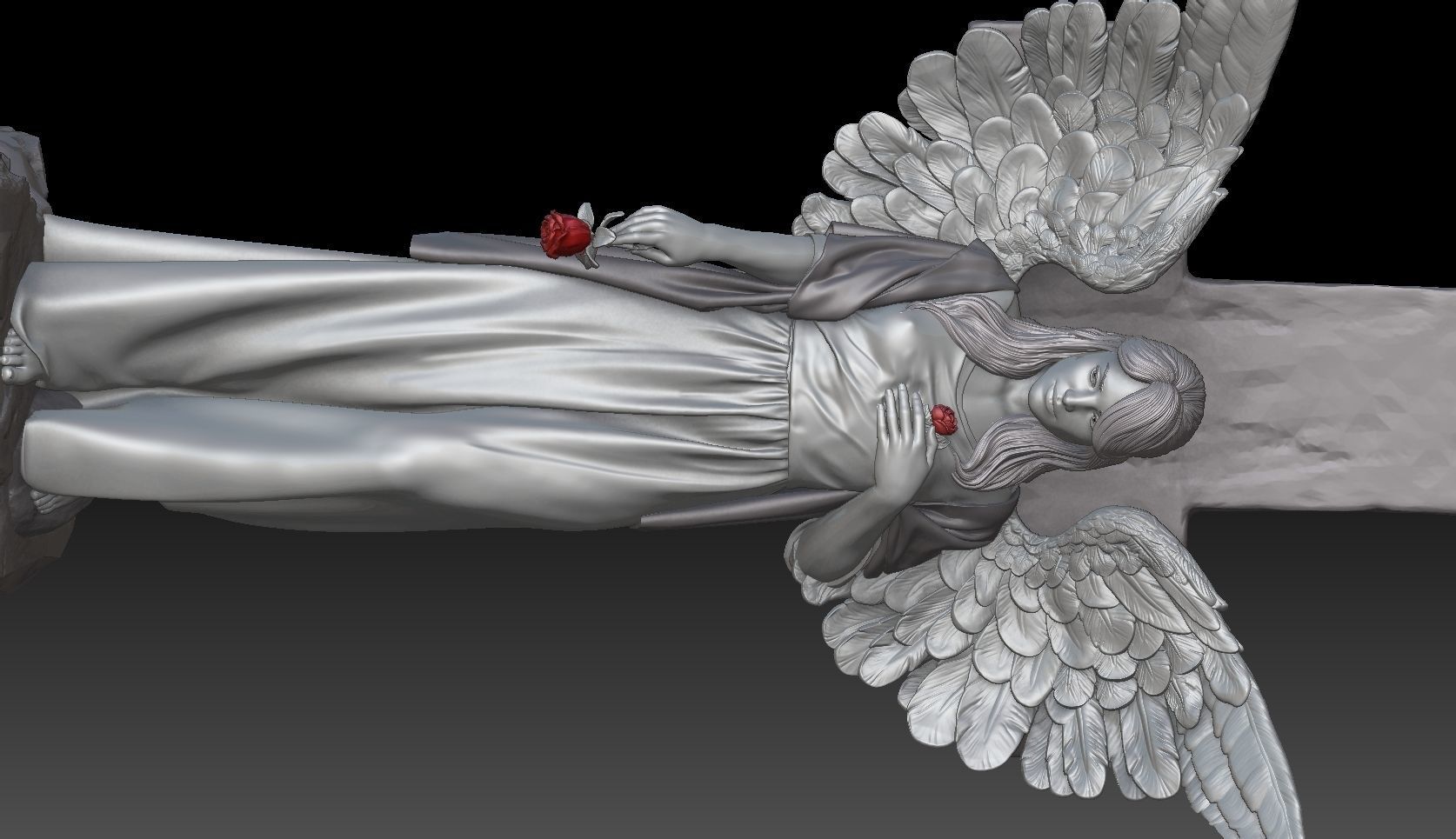 angel girl statue 3D print model_5