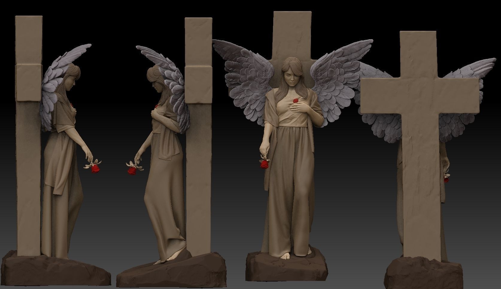 angel girl statue 3D print model_2