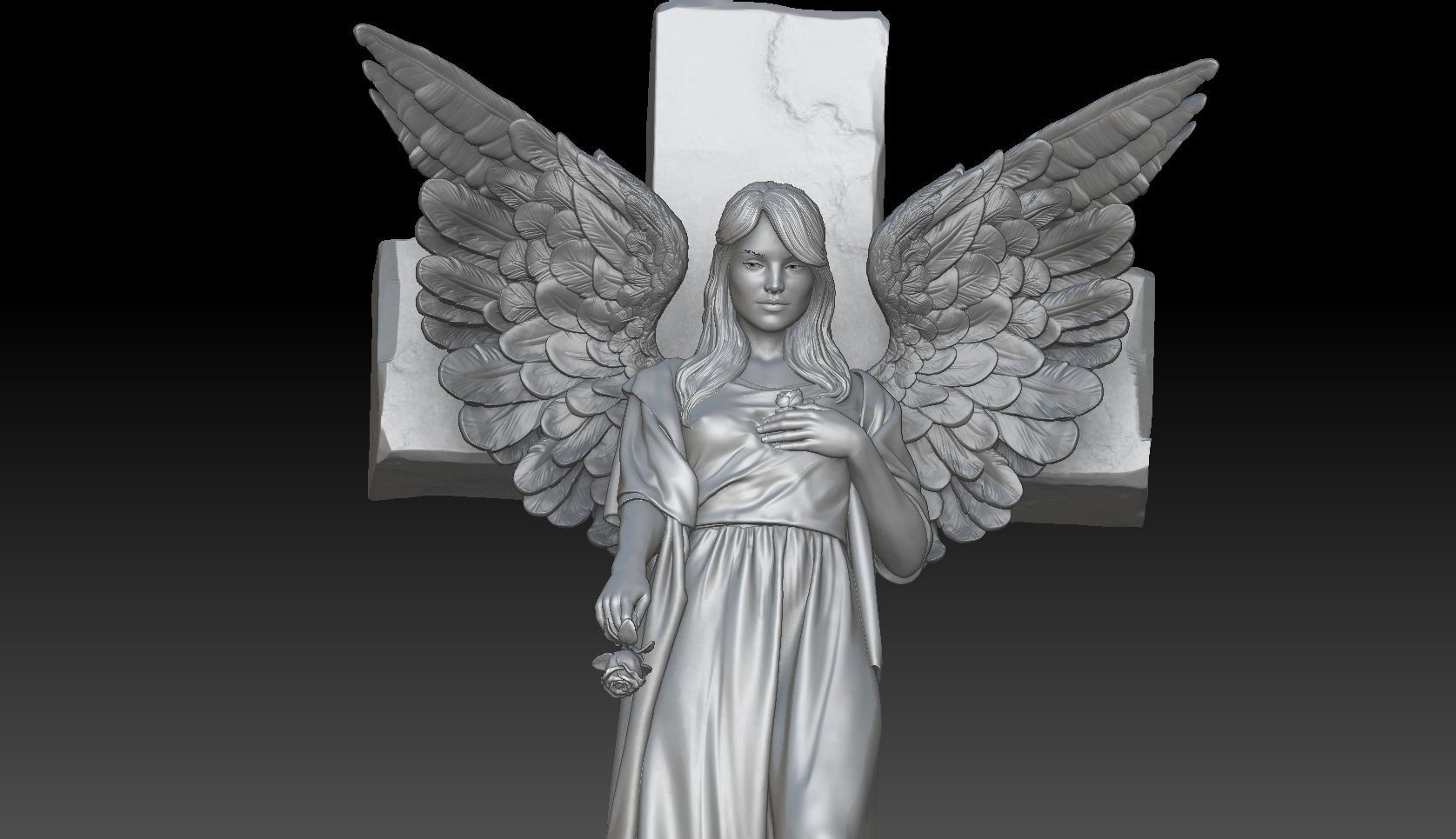 angel girl statue 3D print model_8