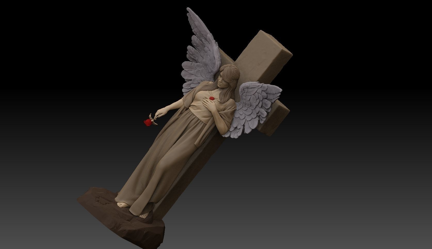 angel girl statue 3D print model_13