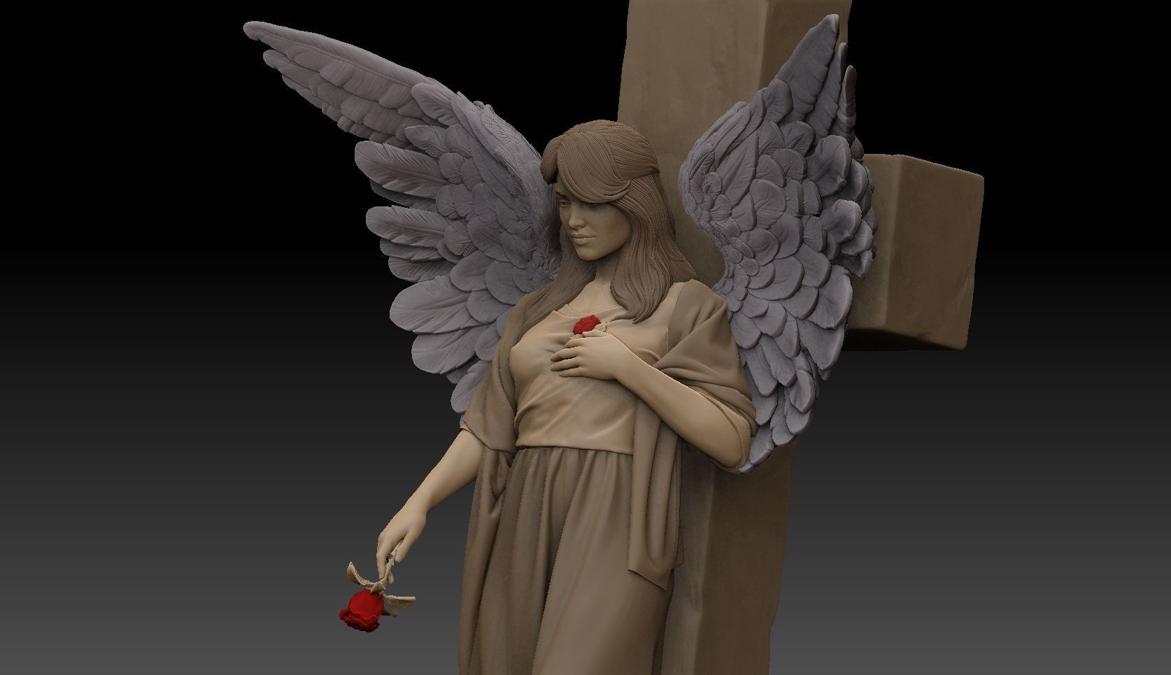 angel girl statue 3D print model_18