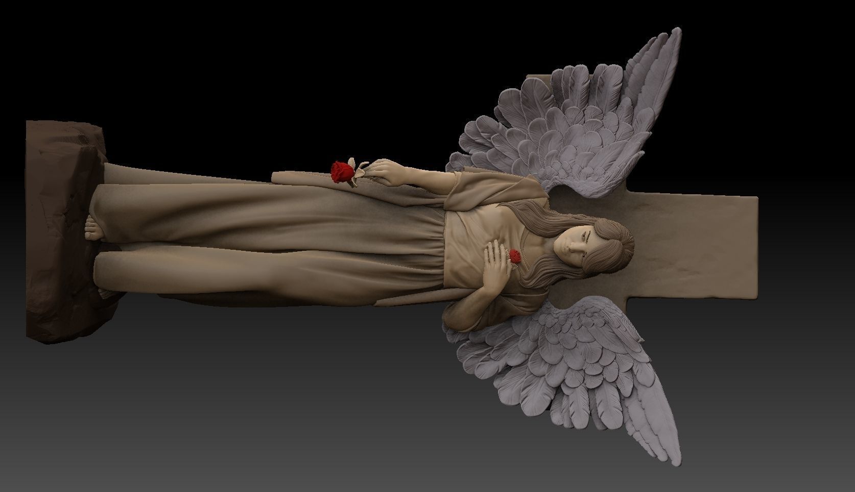 angel girl statue 3D print model_7