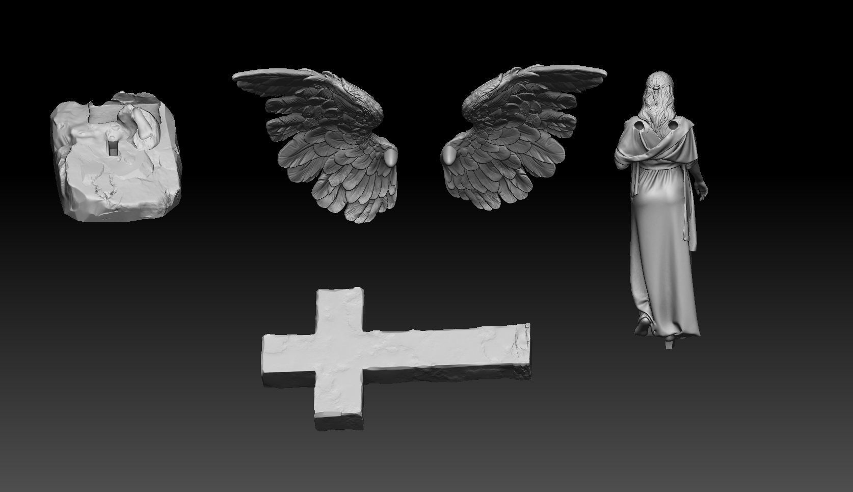 angel girl statue 3D print model_12