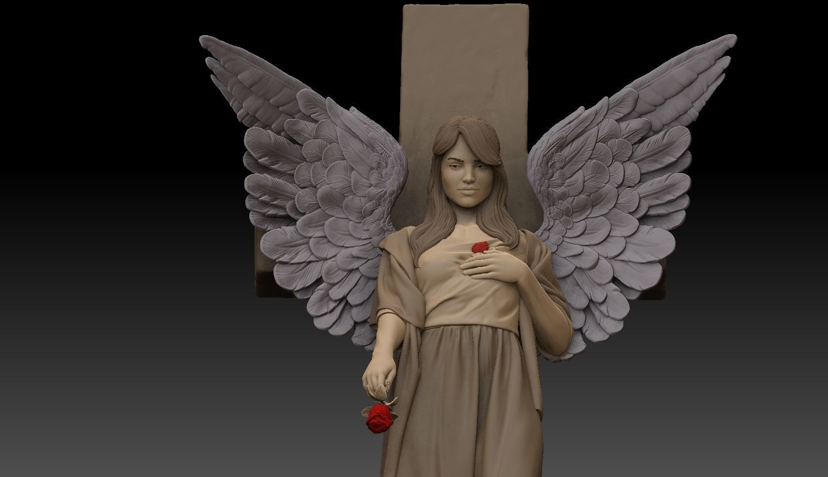 angel girl statue 3D print model_10