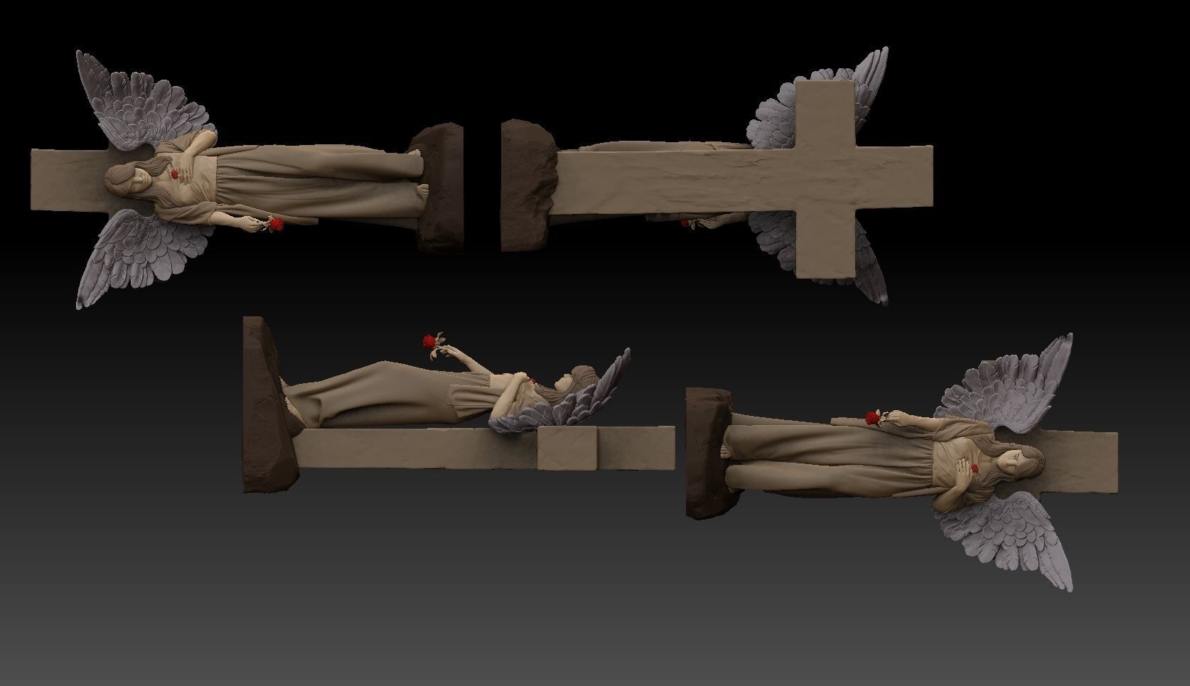 angel girl statue 3D print model_15