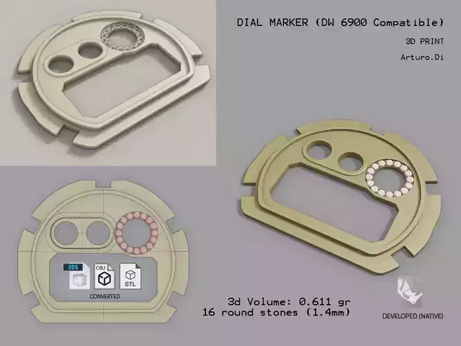 Dial marker with stones compatible with DW6900