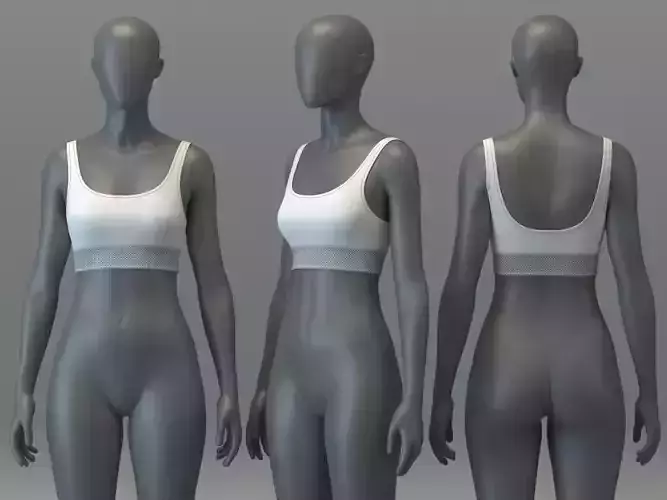 Scoop Neck  Sports Bra with Mesh Band