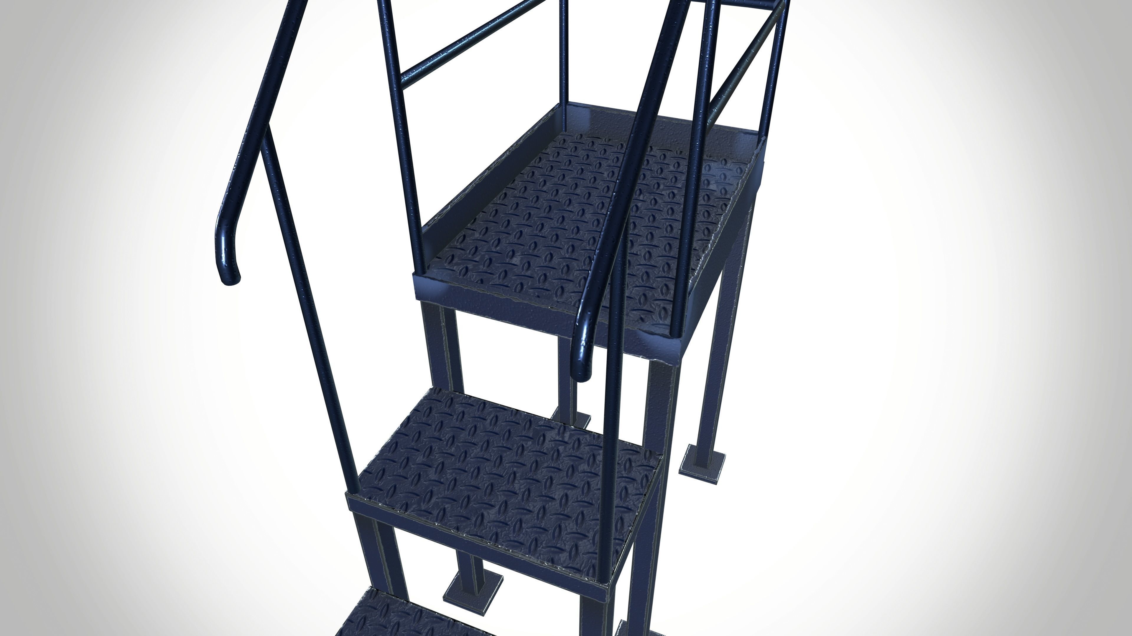 Industrial Metal Stairs and Work Platforms Safe Rack Low-poly 3D model_7