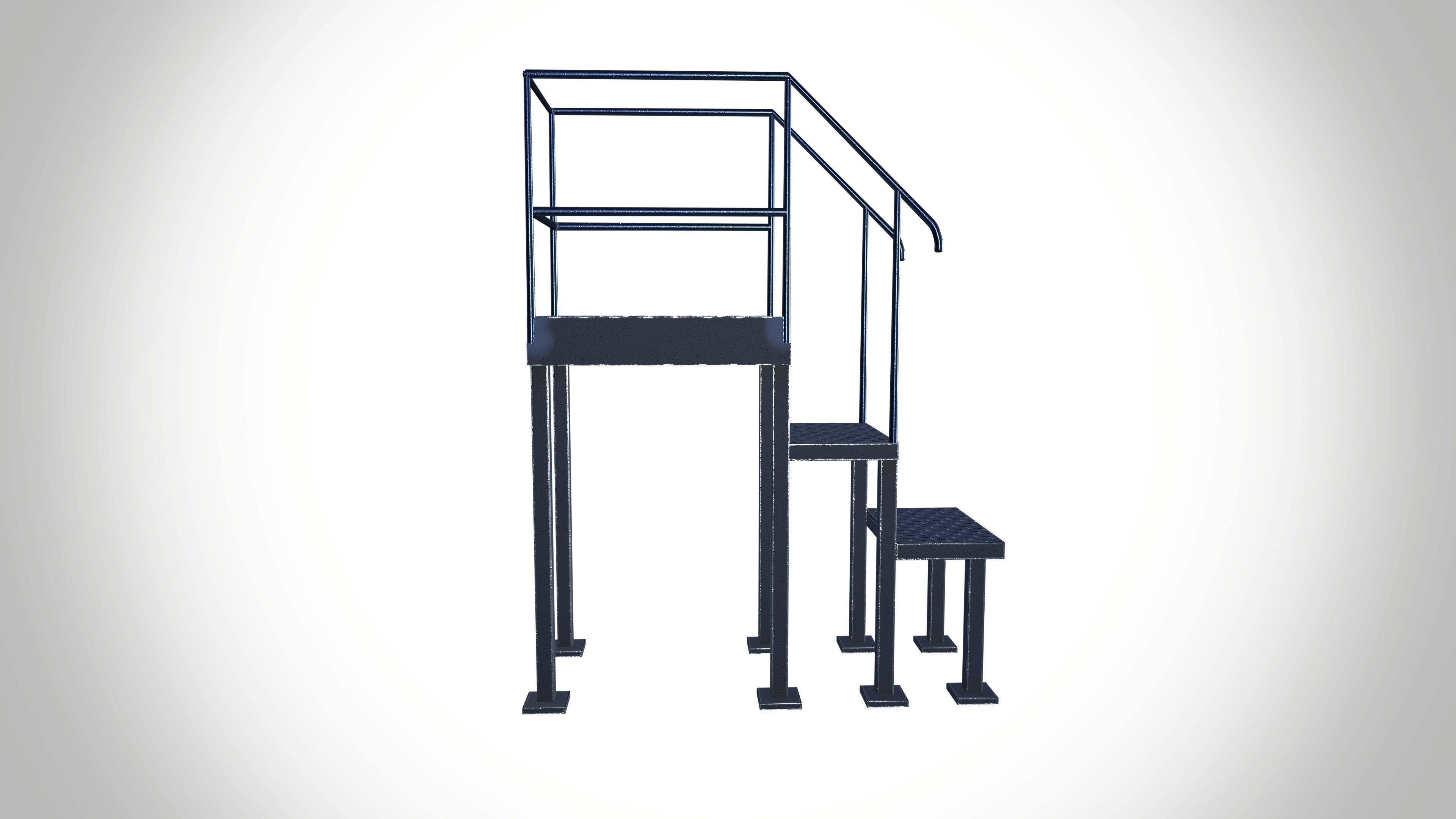 Industrial Metal Stairs and Work Platforms Safe Rack Low-poly 3D model_6