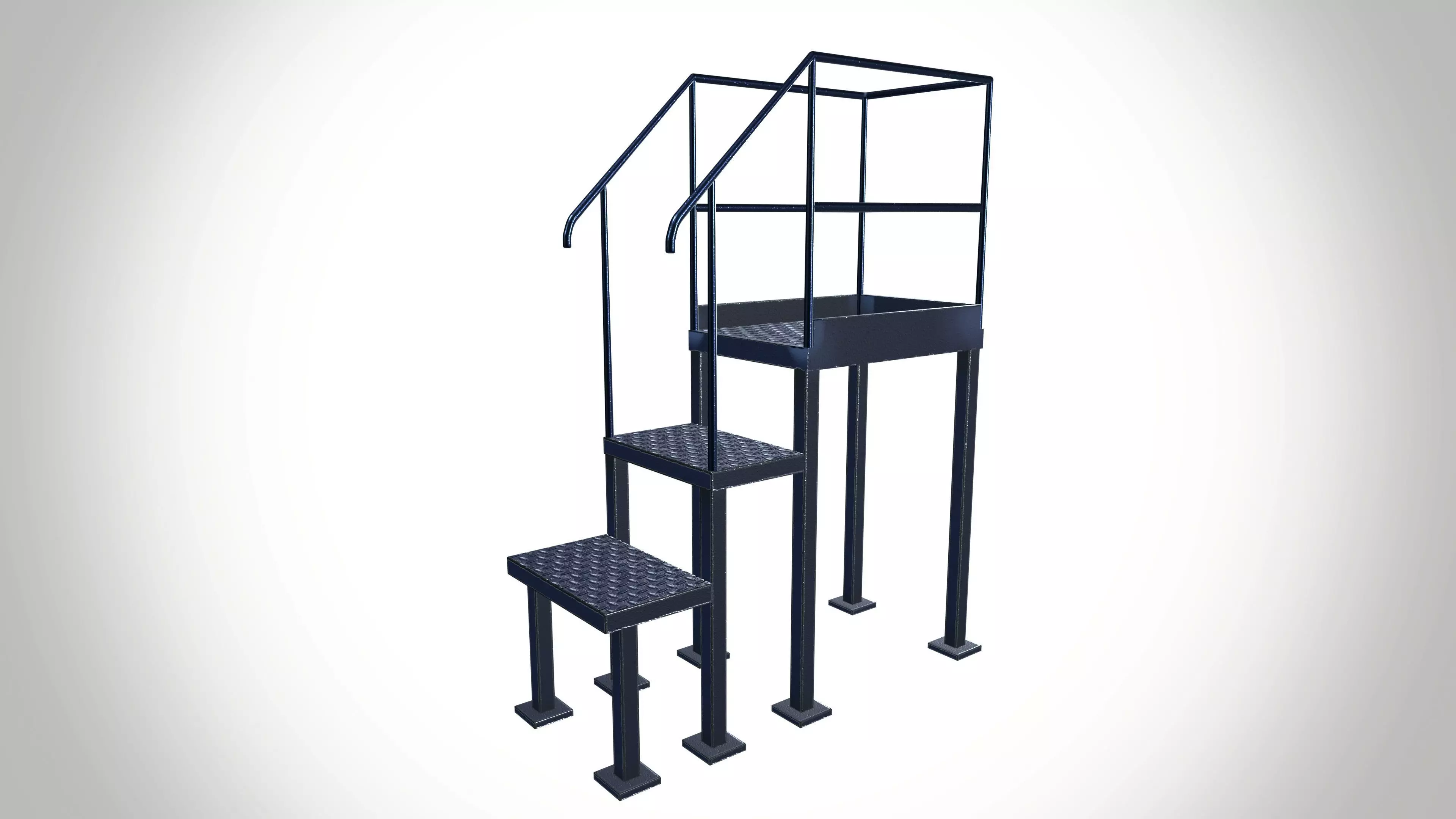 Industrial Metal Stairs and Work Platforms Safe Rack Low-poly 3D model_0