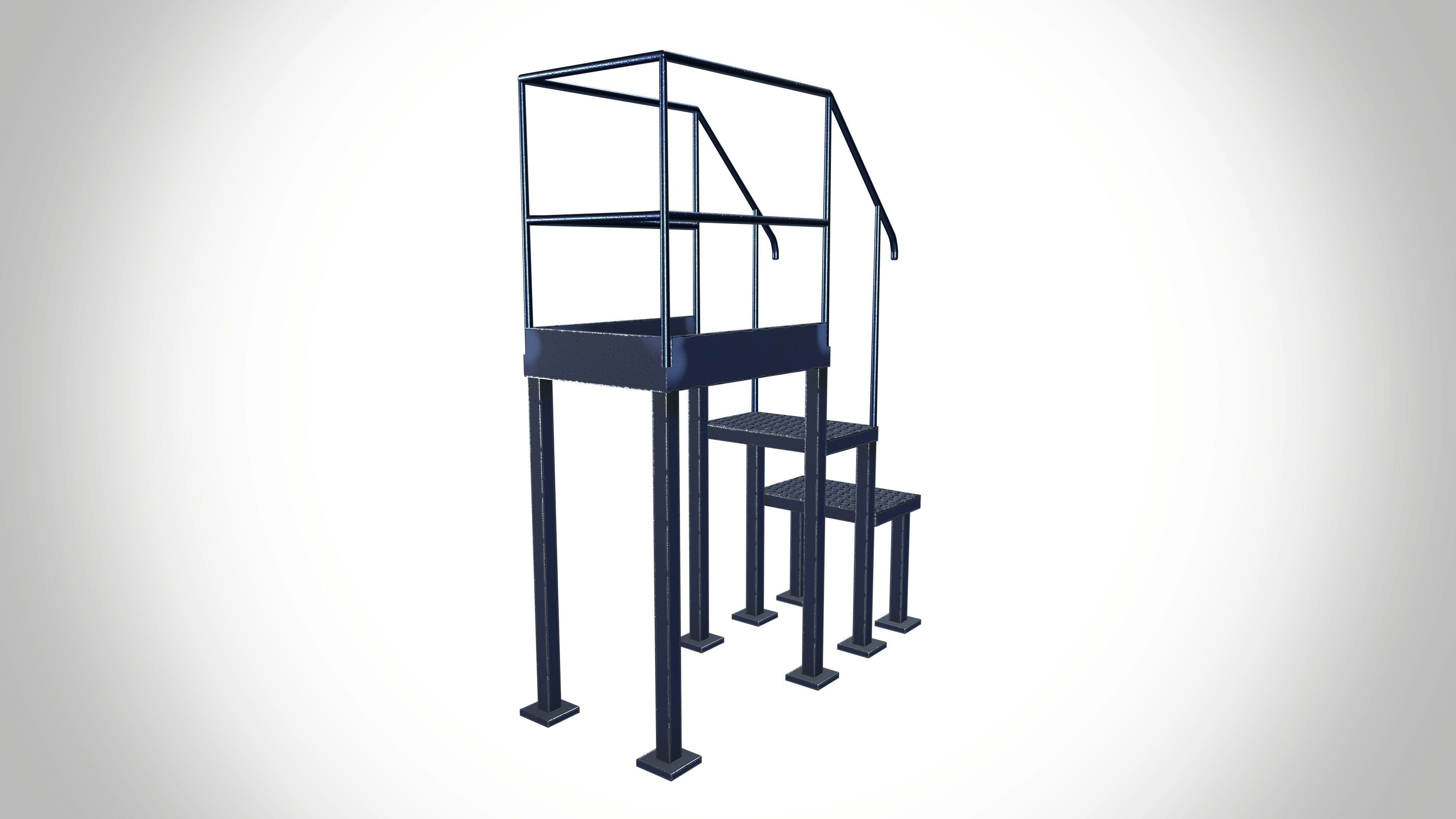 Industrial Metal Stairs and Work Platforms Safe Rack Low-poly 3D model_3