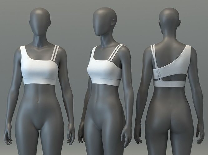 Asymmetric Sports Bra with Cutout 3D model