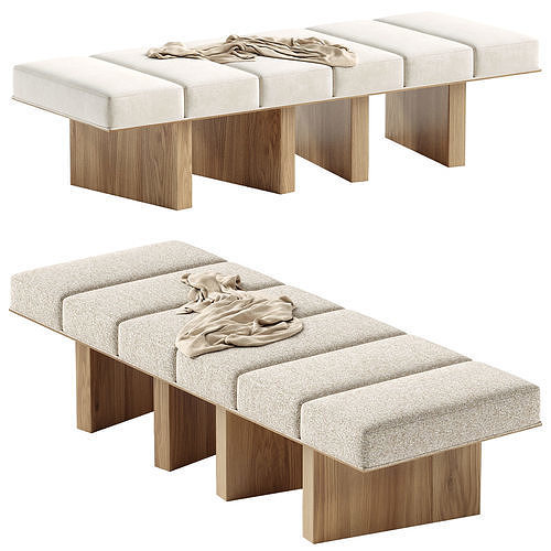 Oblique Upholstered Bench 3D model