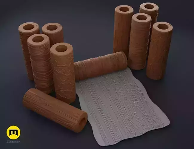 Texture Rollers - Wood and tree bark 3D print model