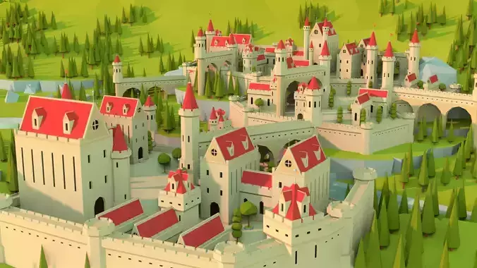 Mini Castle Low-poly 3D model