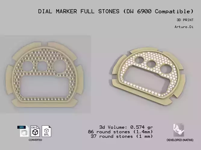 Dial Marker full stones compatible with DW 6900 3D print model