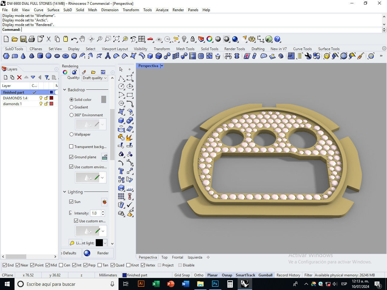 Dial Marker full stones compatible with DW 6900 3D print model_11